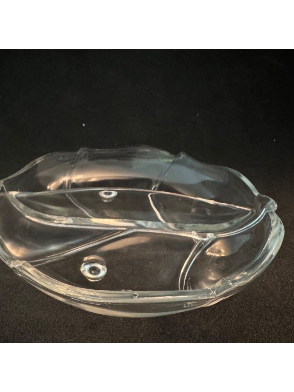Vintage  2 Section Clear Glass Divided Footed Relish Dish/mTray - Picture 4 of 14